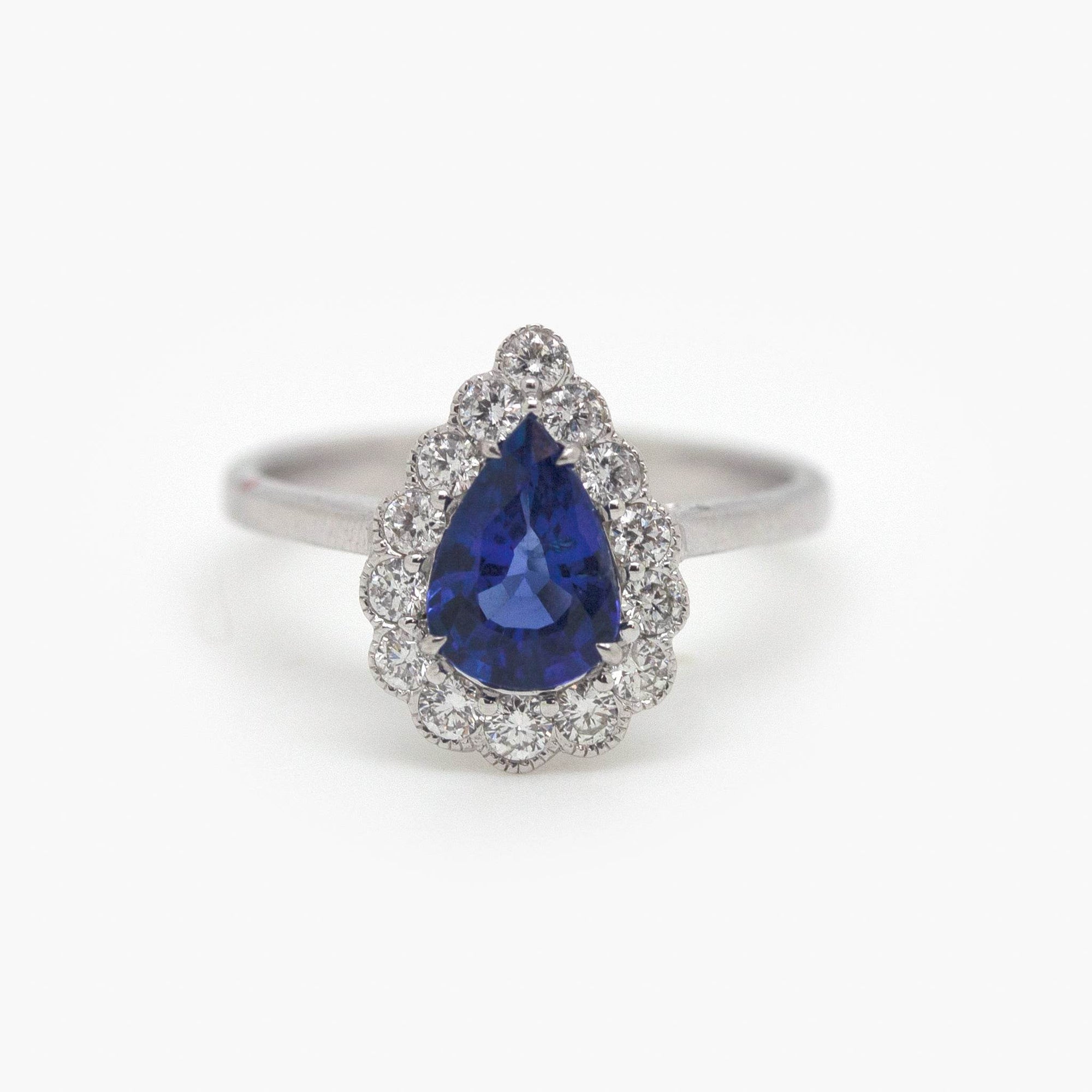 Pre-Owned Pear Shaped Sapphire Halo Ring - Jordans Jewellers