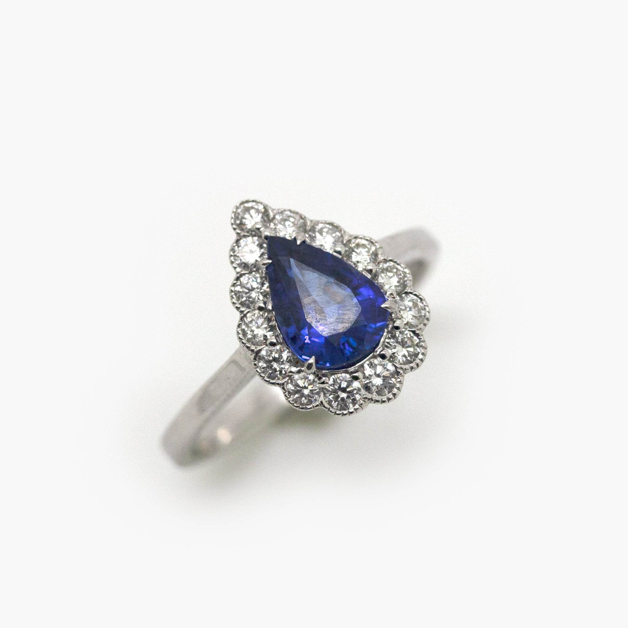Pre-Owned Pear Shaped Sapphire Halo Ring - Jordans Jewellers