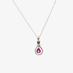 Pink Sapphire & Diamond Teardrop Pendant Necklace - Jordans Jewellers