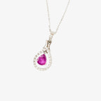 Pink Sapphire & Diamond Teardrop Pendant Necklace - Jordans Jewellers