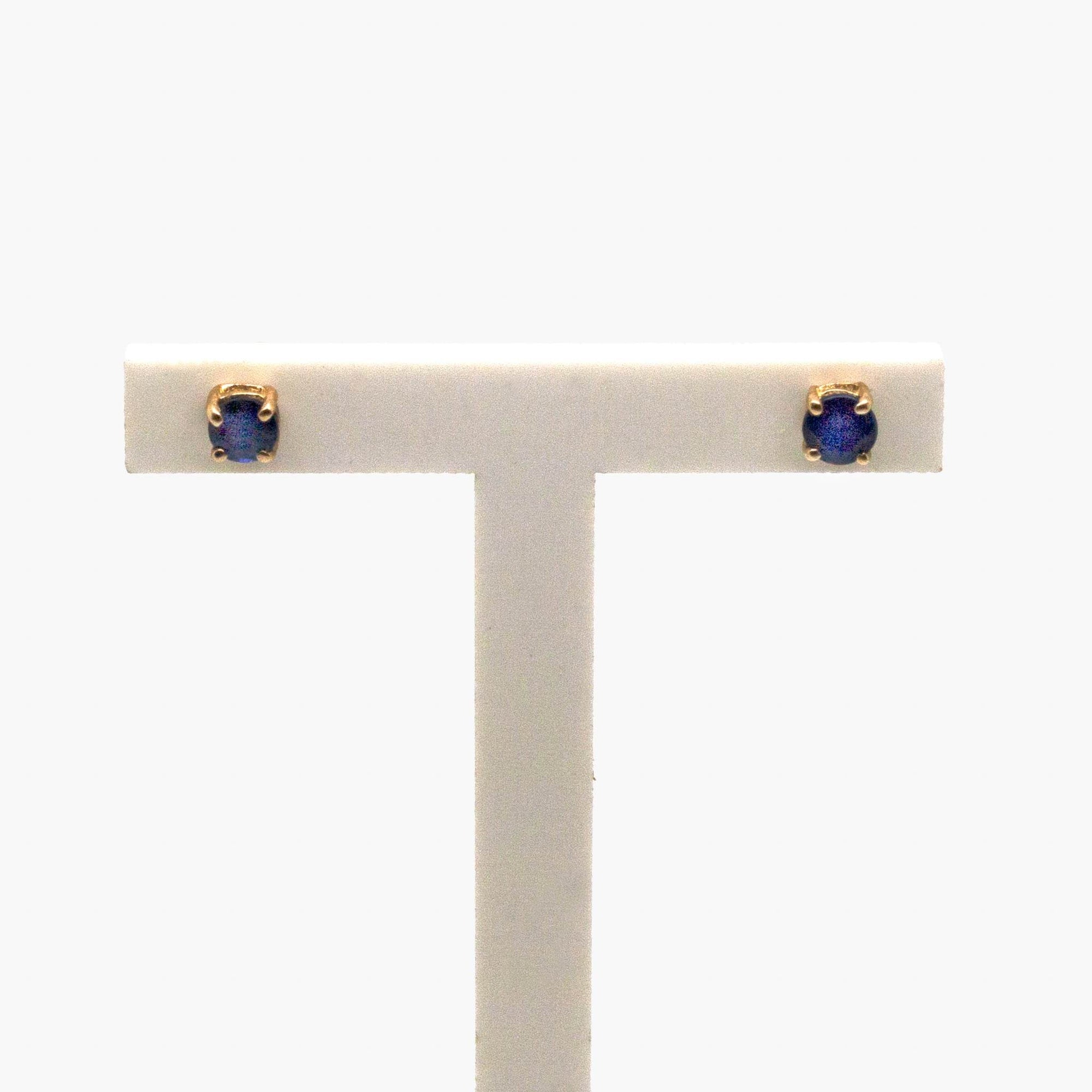 9 Carat Yellow Gold Round Sapphire Stud Earrings - Jordans Jewellers