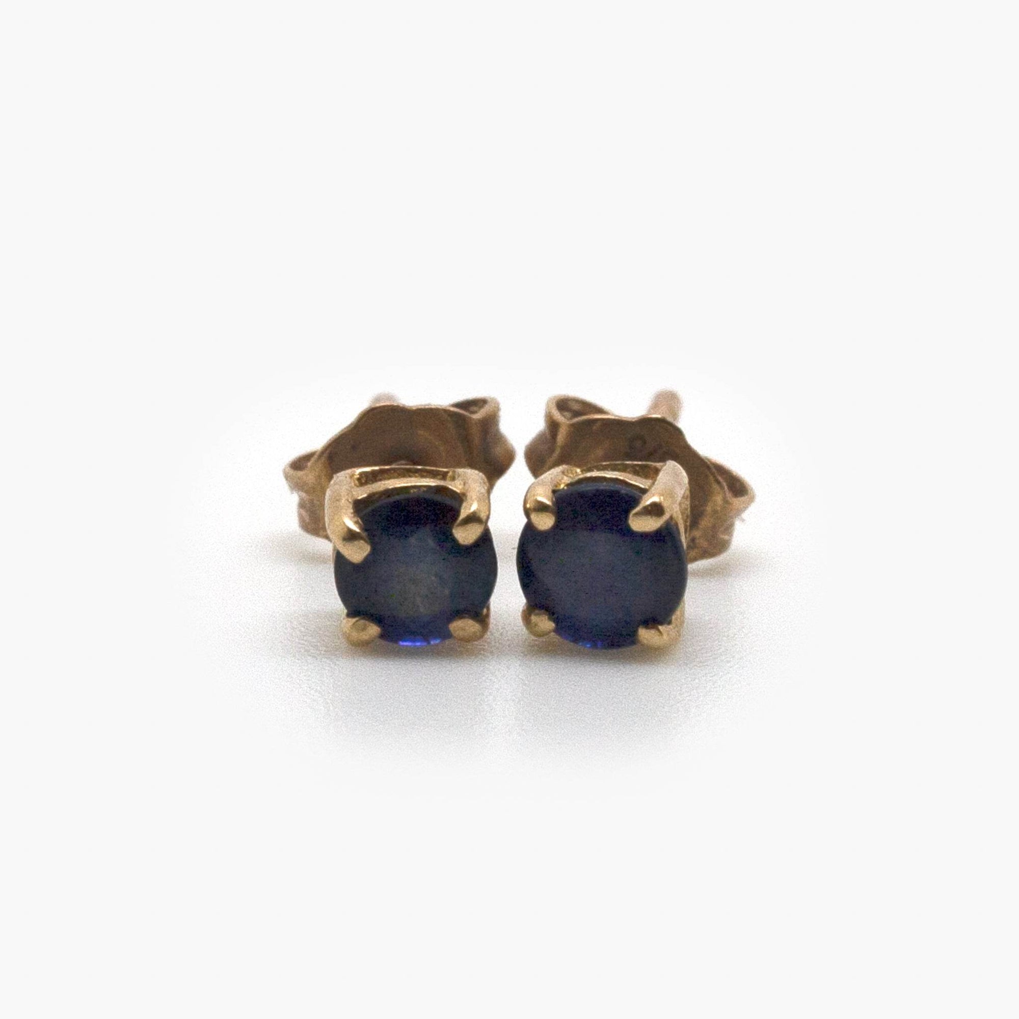 9 Carat Yellow Gold Round Sapphire Stud Earrings - Jordans Jewellers
