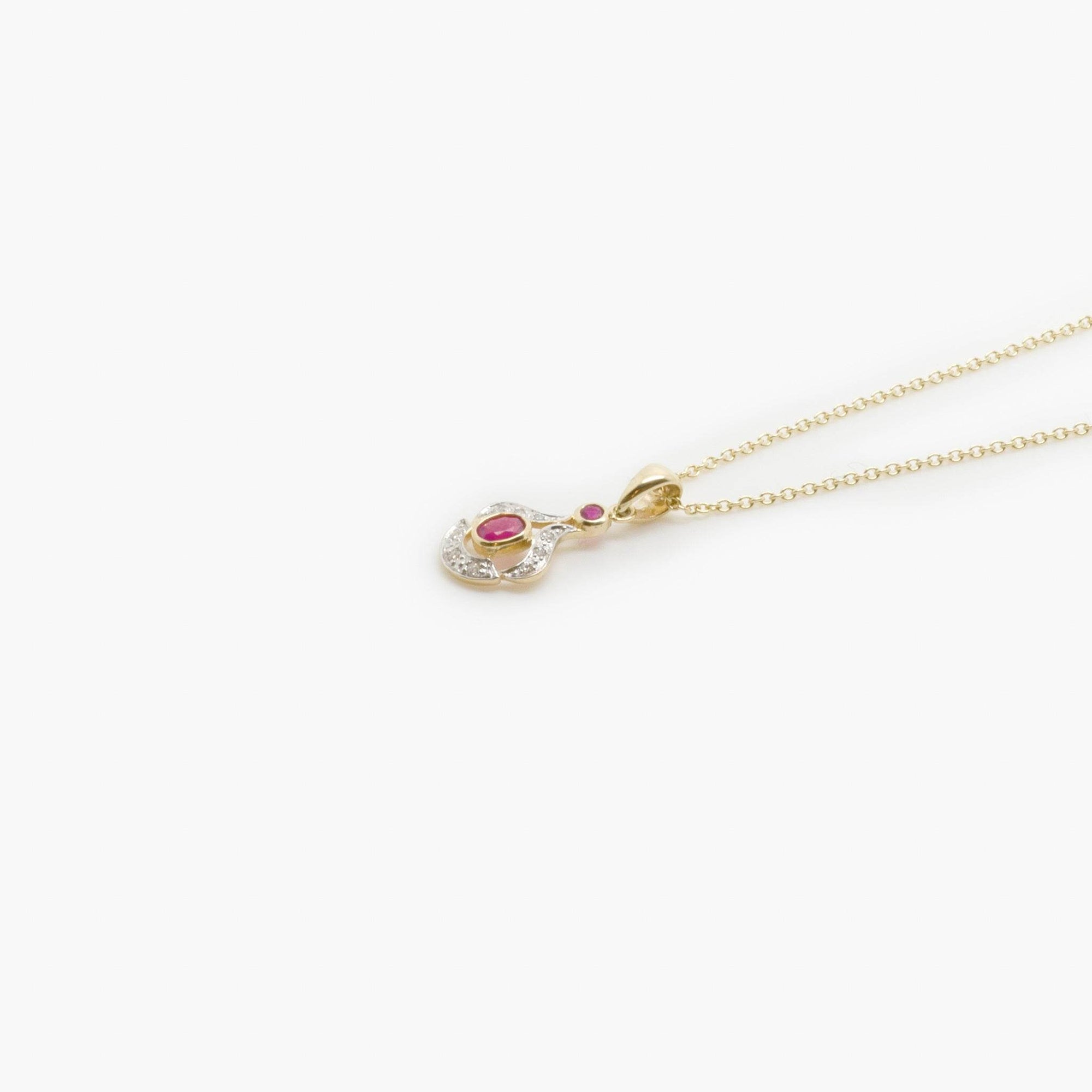 9 Carat Gold, Ruby & Diamond Pendant Necklace - Jordans Jewellers