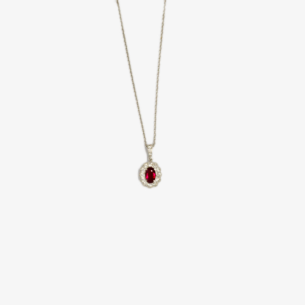 Jordans Jewellers 18ct white gold ruby and diamond pendant necklace