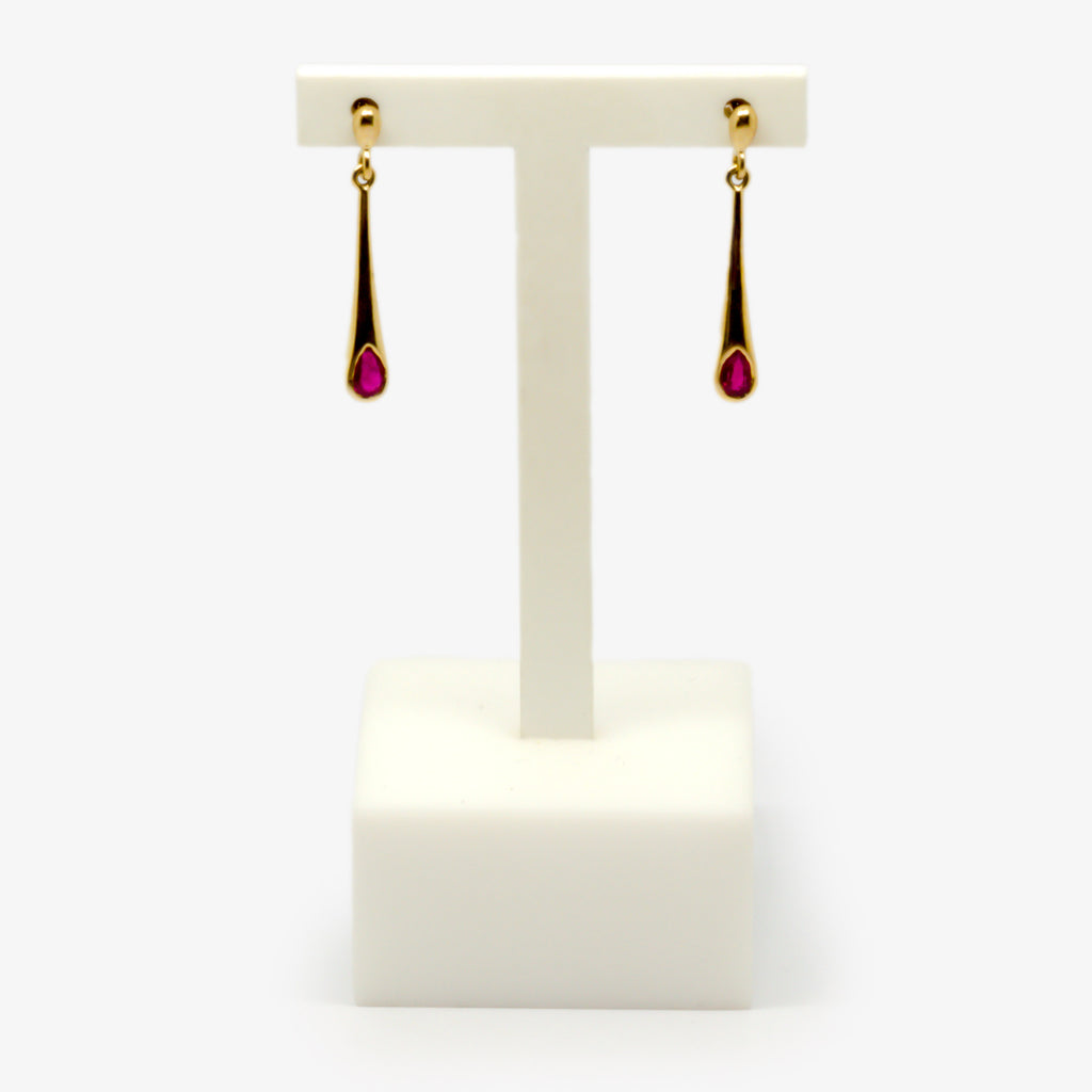 Jordans Jewellers 9ct yellow gold ruby drop earrings