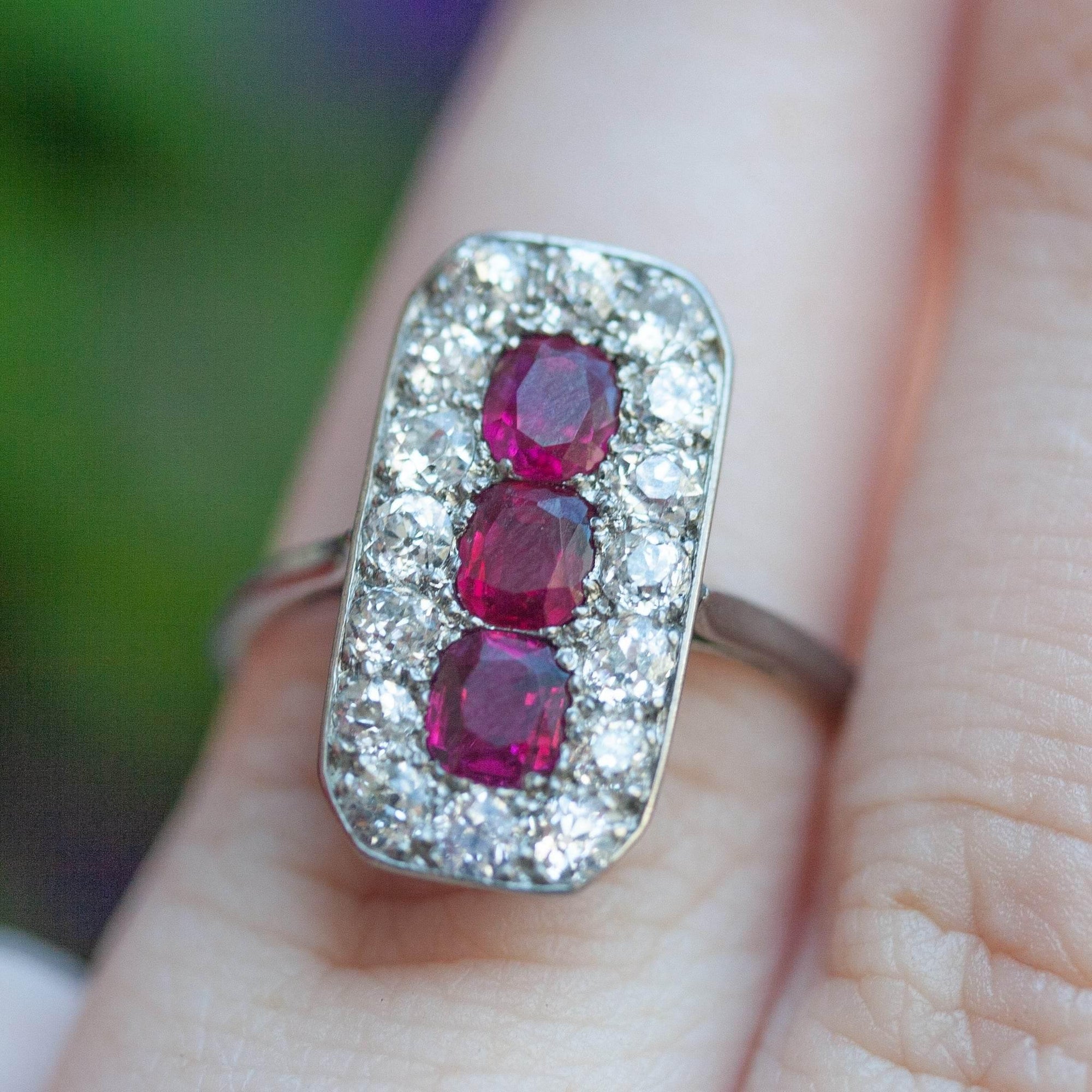 Antique Art Deco Platinum Ruby and Diamond Ring - Jordans Jewellers