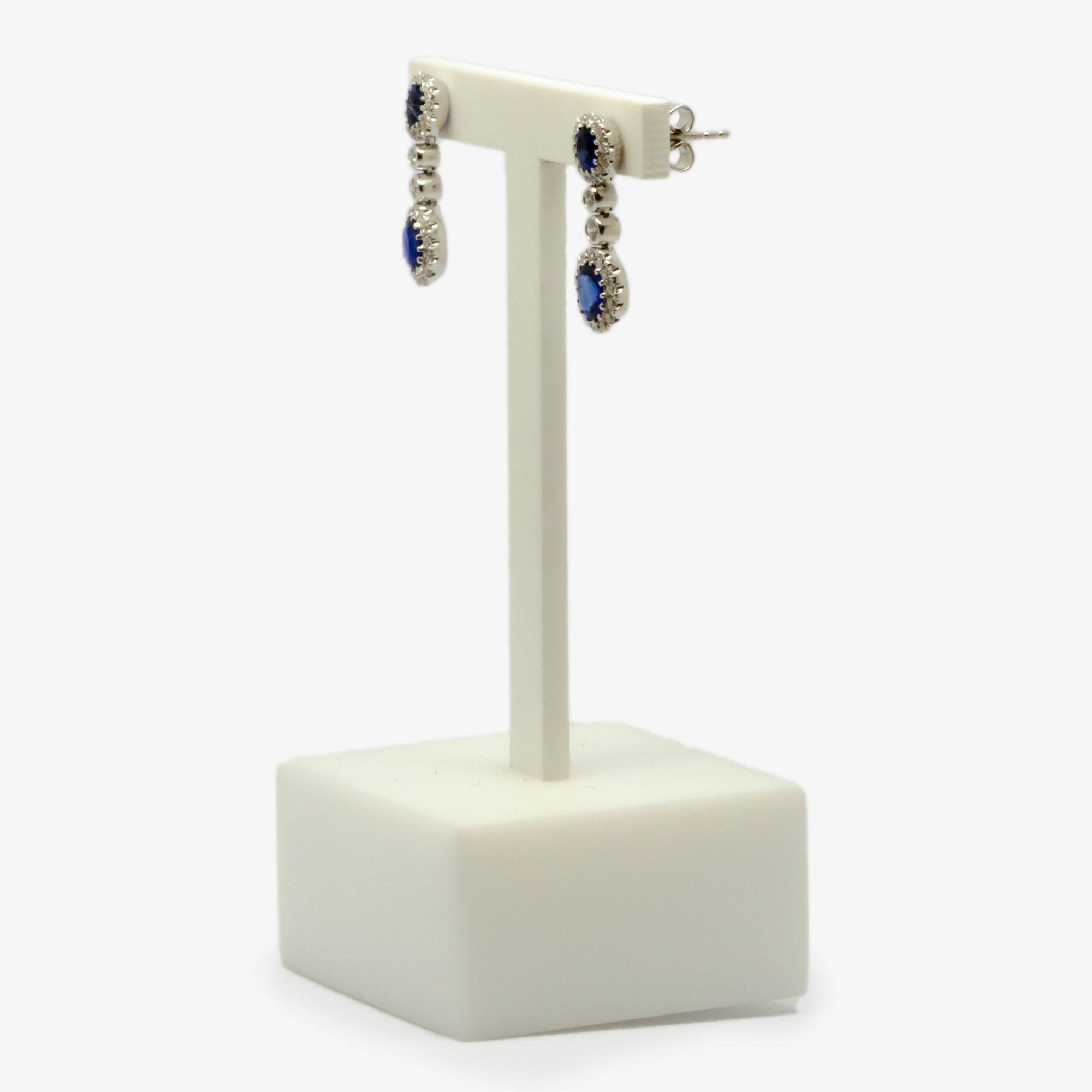 Two Sapphire & Diamond Earrings - Jordans Jewellers