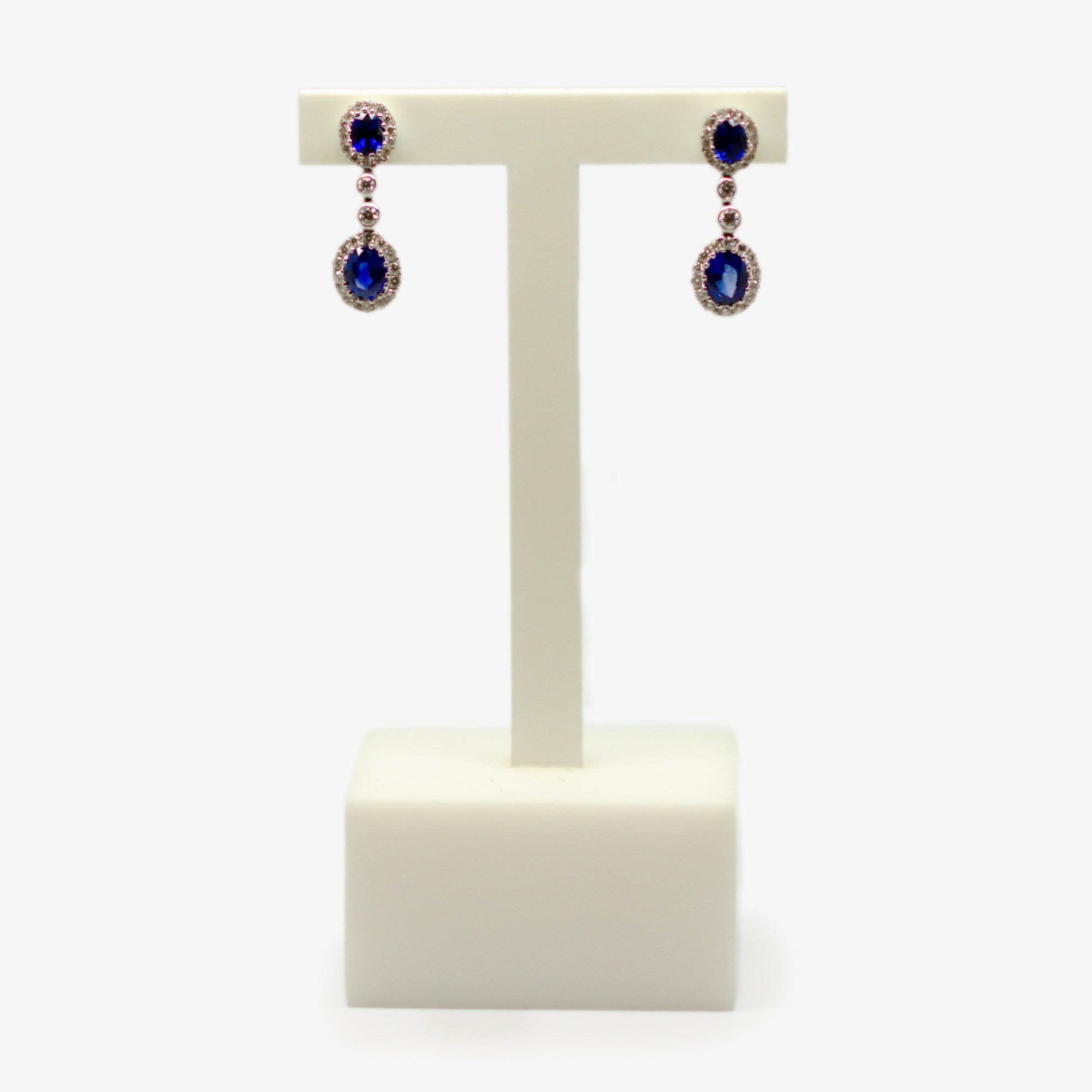 Two Sapphire & Diamond Earrings - Jordans Jewellers
