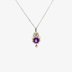 Marcasite Amethyst & Pearl Pendant Necklace - Jordans Jewellers