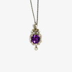 Marcasite Amethyst & Pearl Pendant Necklace - Jordans Jewellers