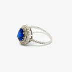 Double Halo Blue Crystal Oval Ring - Jordans Jewellers