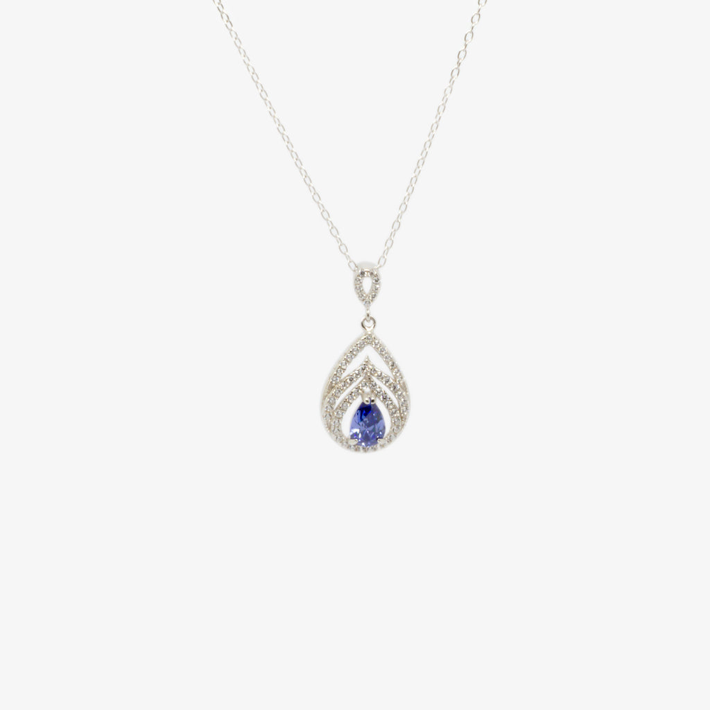 Jordans Jewellers silver blue and white cubic zirconia pendant necklace