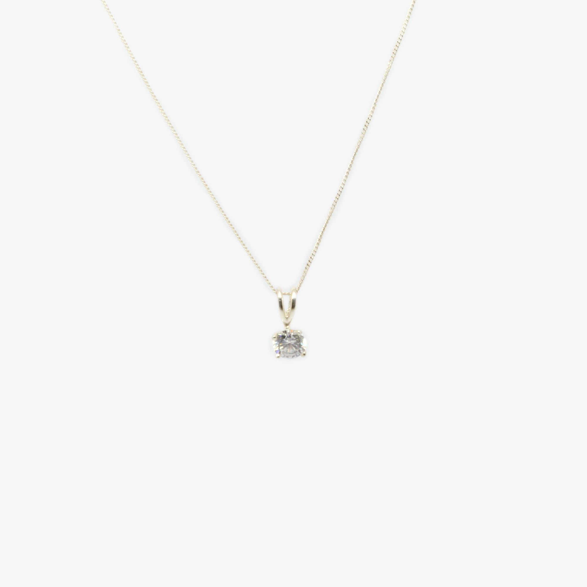 Silver Cubic Zirconia 0.6cm Pendant Necklace - Jordans Jewellers