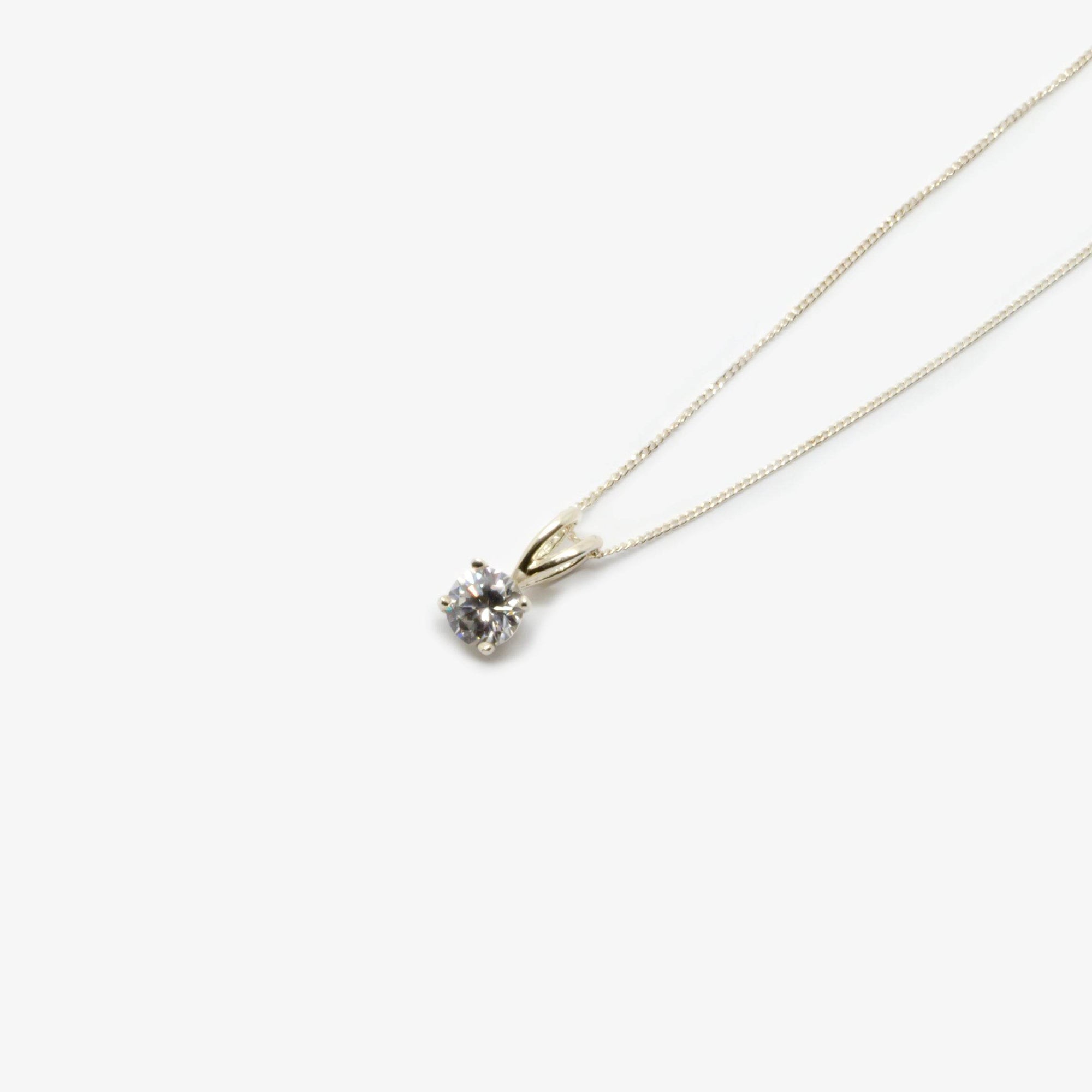 Silver Cubic Zirconia 0.6cm Pendant Necklace - Jordans Jewellers
