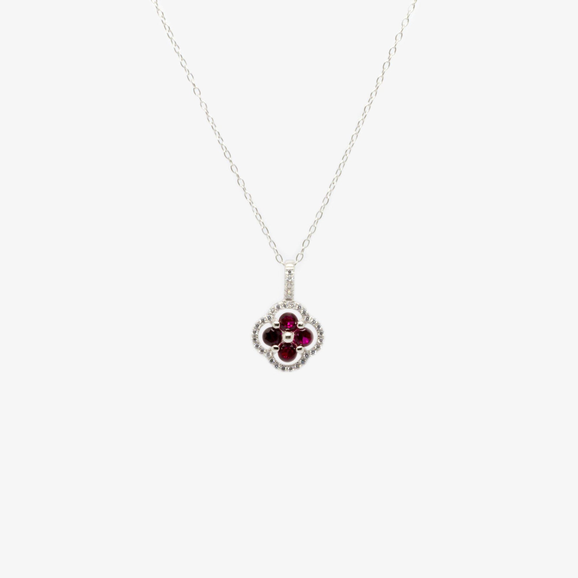 Four Stone Red Cubic Zirconia Pendant Necklace - Jordans Jewellers