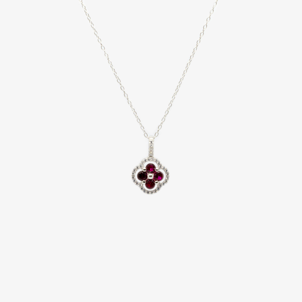 Jordans Jewellers silver four stone red cubic zirconia pendant necklace