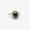 Jordans Jewellers silver double halo cubic zirconia green oval ring