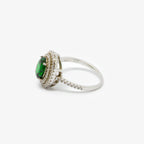 Double Halo Cubic Zirconia Green Oval Ring - Jordans Jewellers