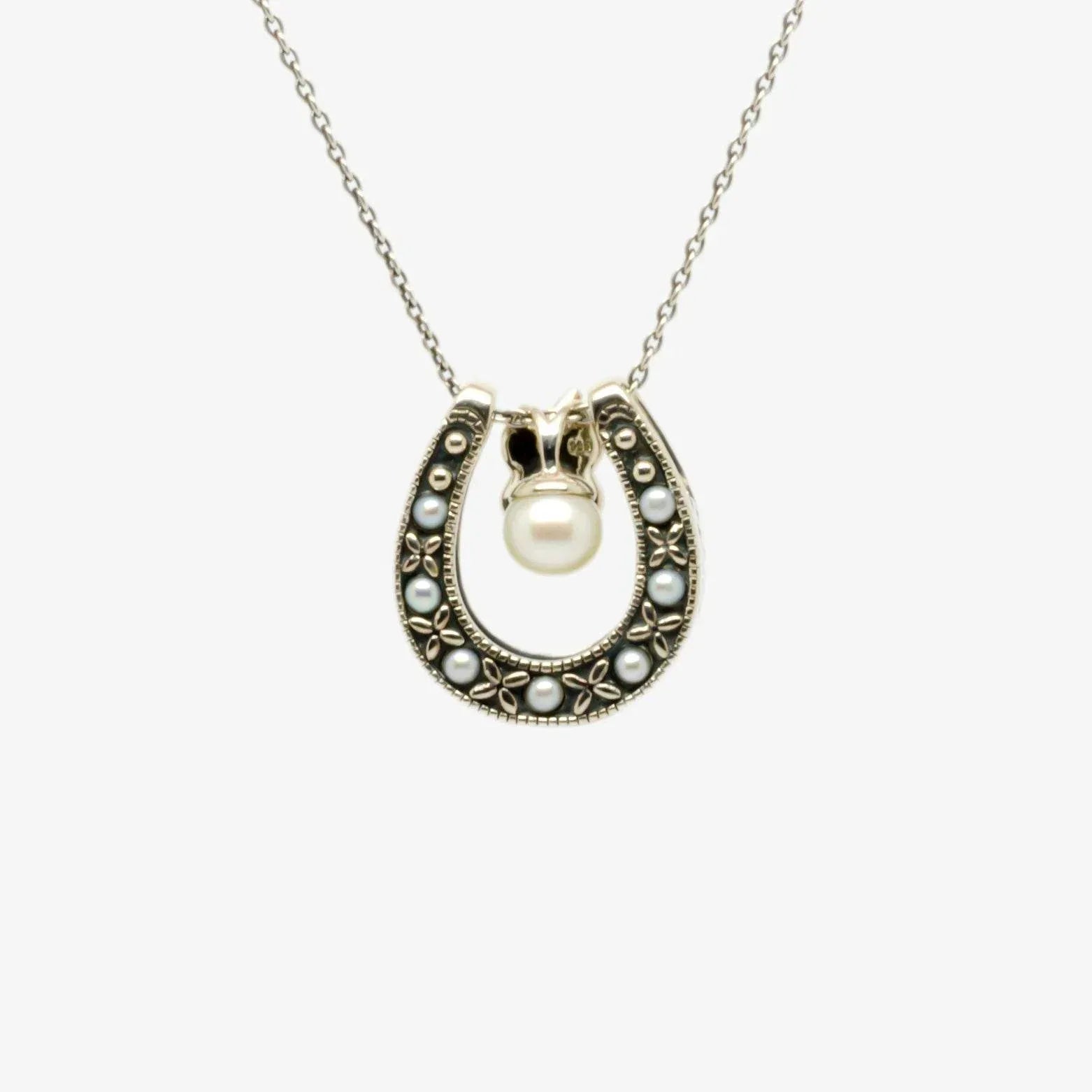Reversible Horseshoe Pearl Pendant Necklace - Jordans Jewellers