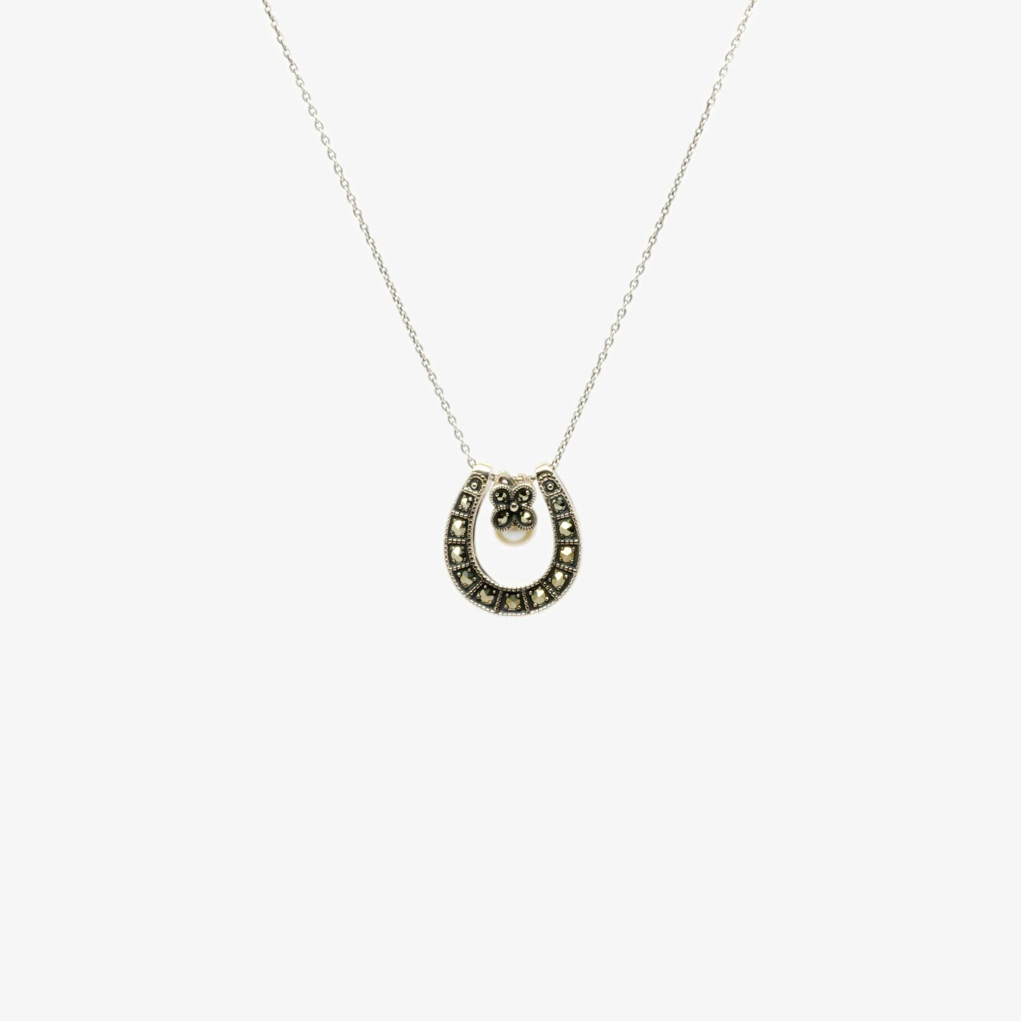 Reversible Horseshoe Pearl Pendant Necklace - Jordans Jewellers