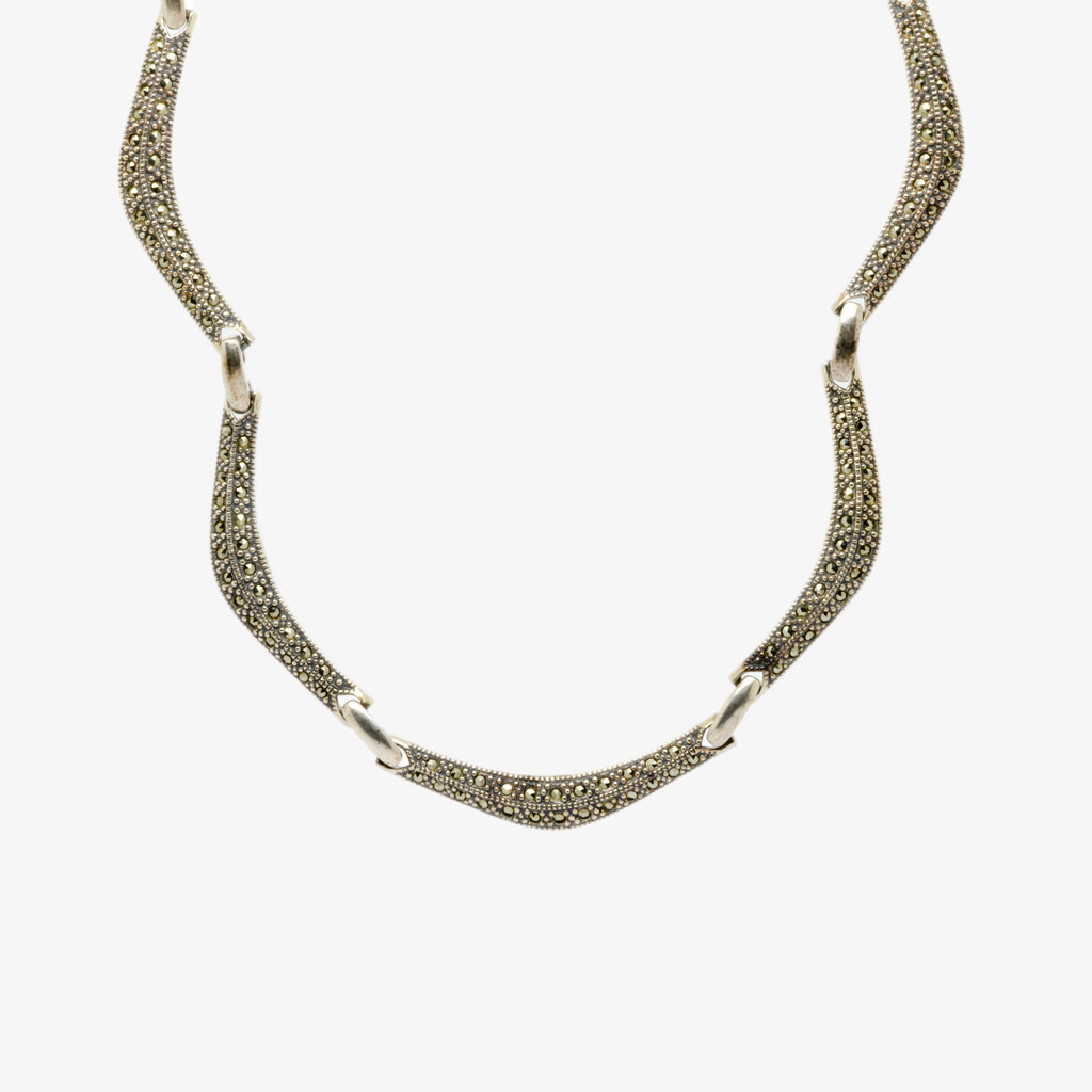 Jordans Jewellers silver marcasite wavy collarette necklace