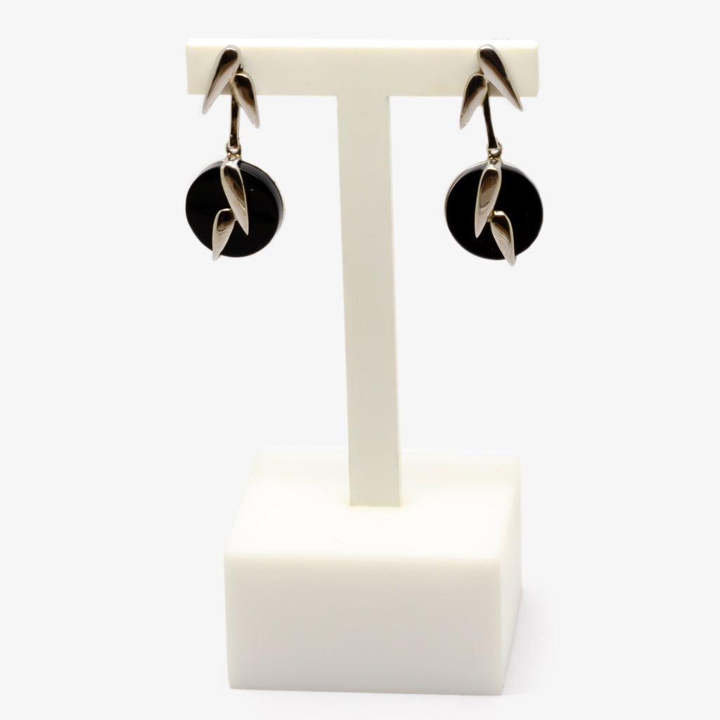 Jordans Jewellers silver and onyx drop earrings