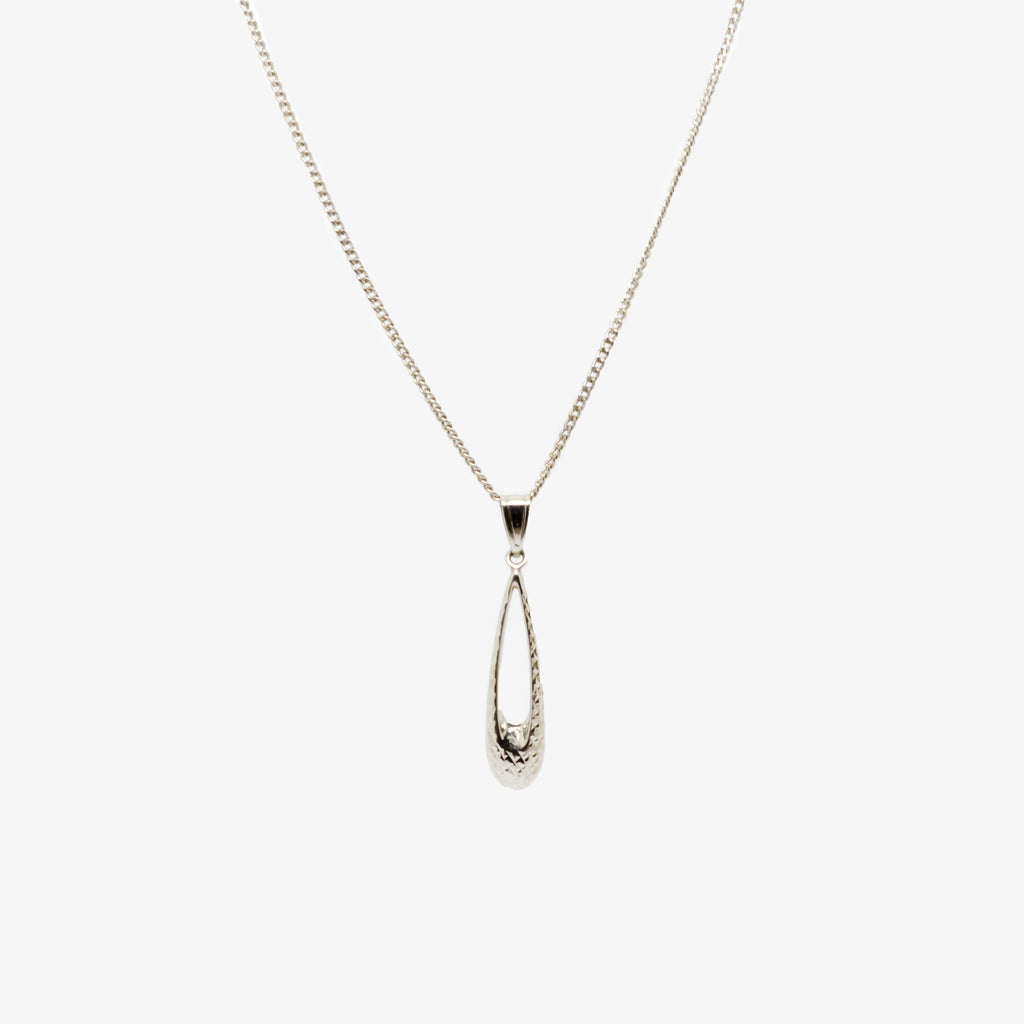 Jordans Jewellers silver open teardrop pendant necklace