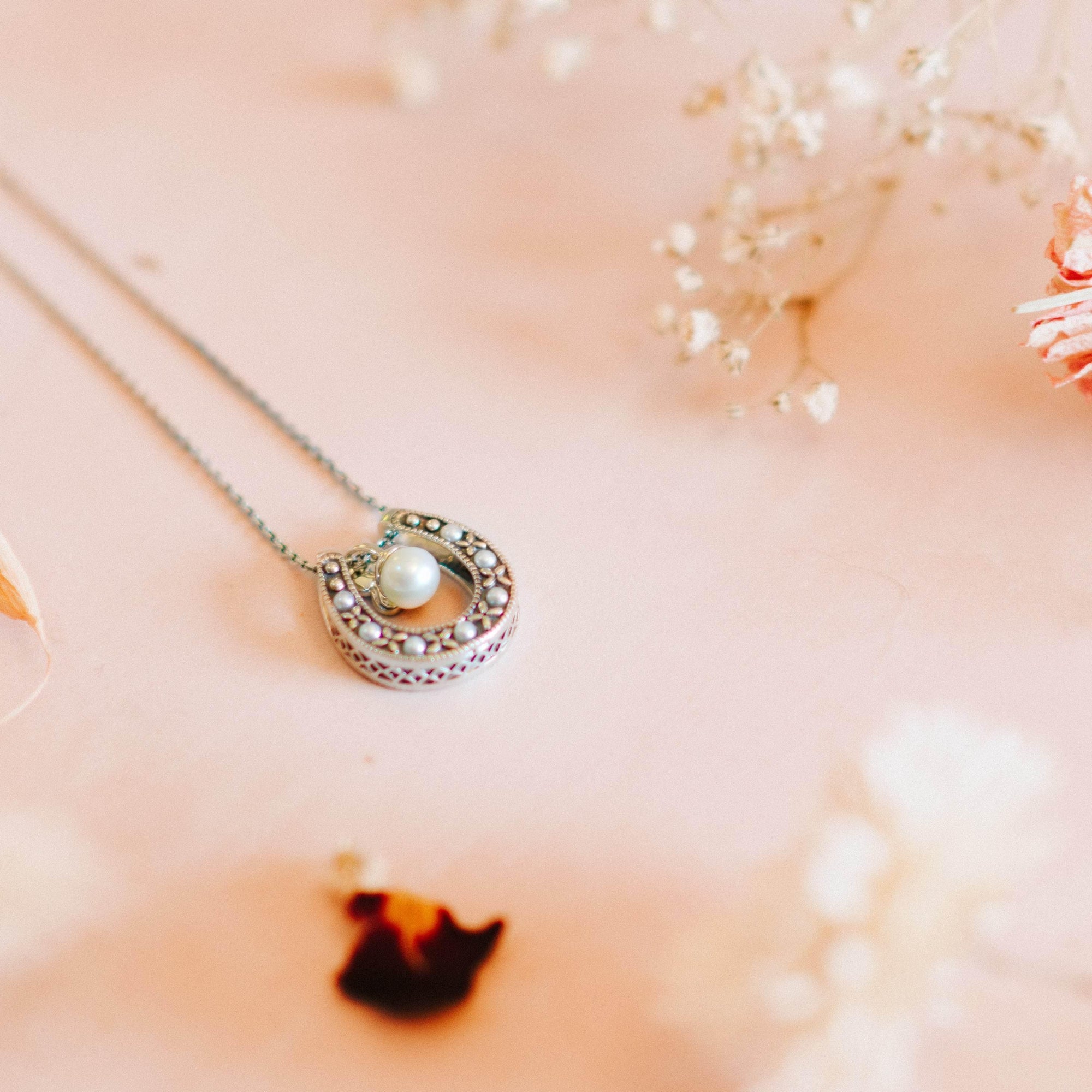 Reversible Horseshoe Pearl Pendant Necklace - Jordans Jewellers