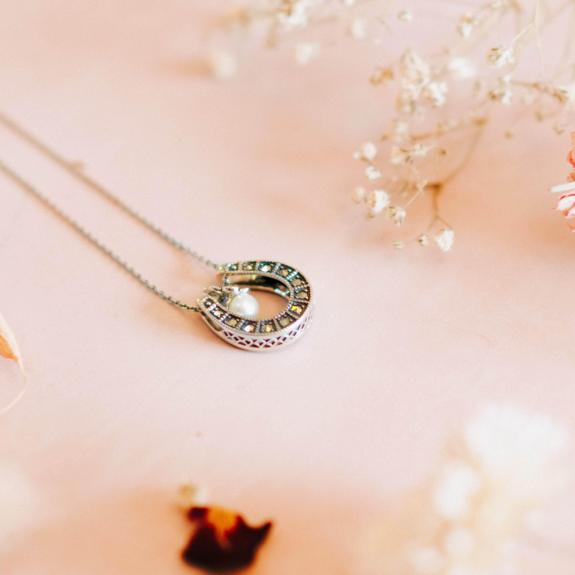 Reversible Horseshoe Pearl Pendant Necklace - Jordans Jewellers