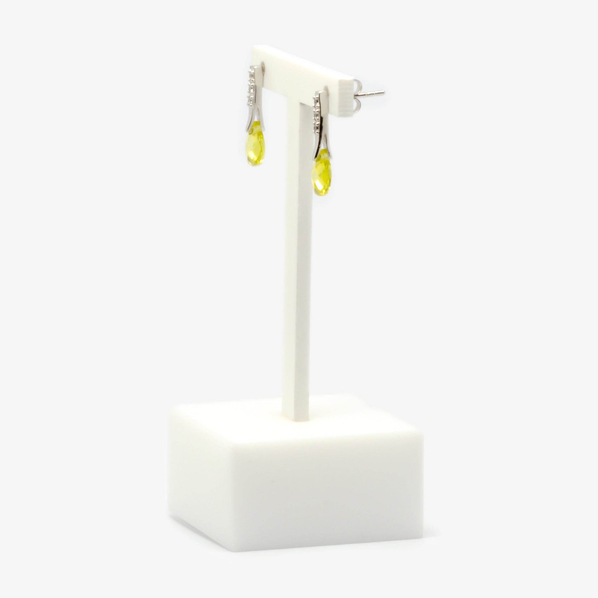 Peridot & Cubic Zirconia Drop Earrings - Jordans Jewellers