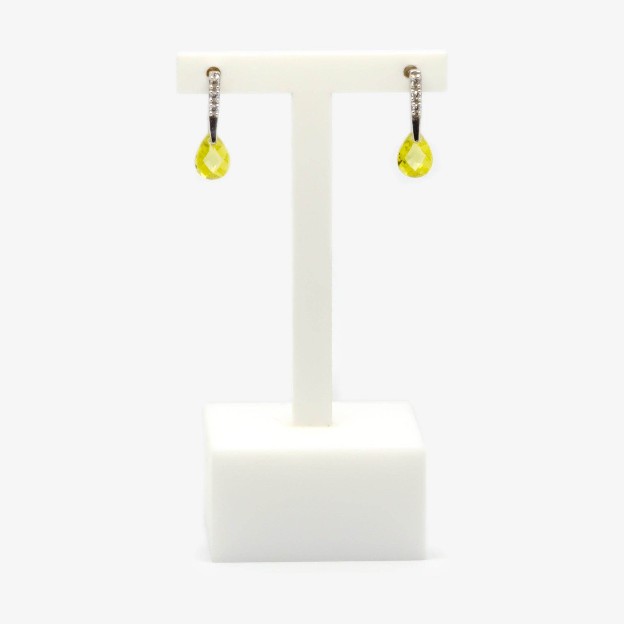 Peridot & Cubic Zirconia Drop Earrings - Jordans Jewellers