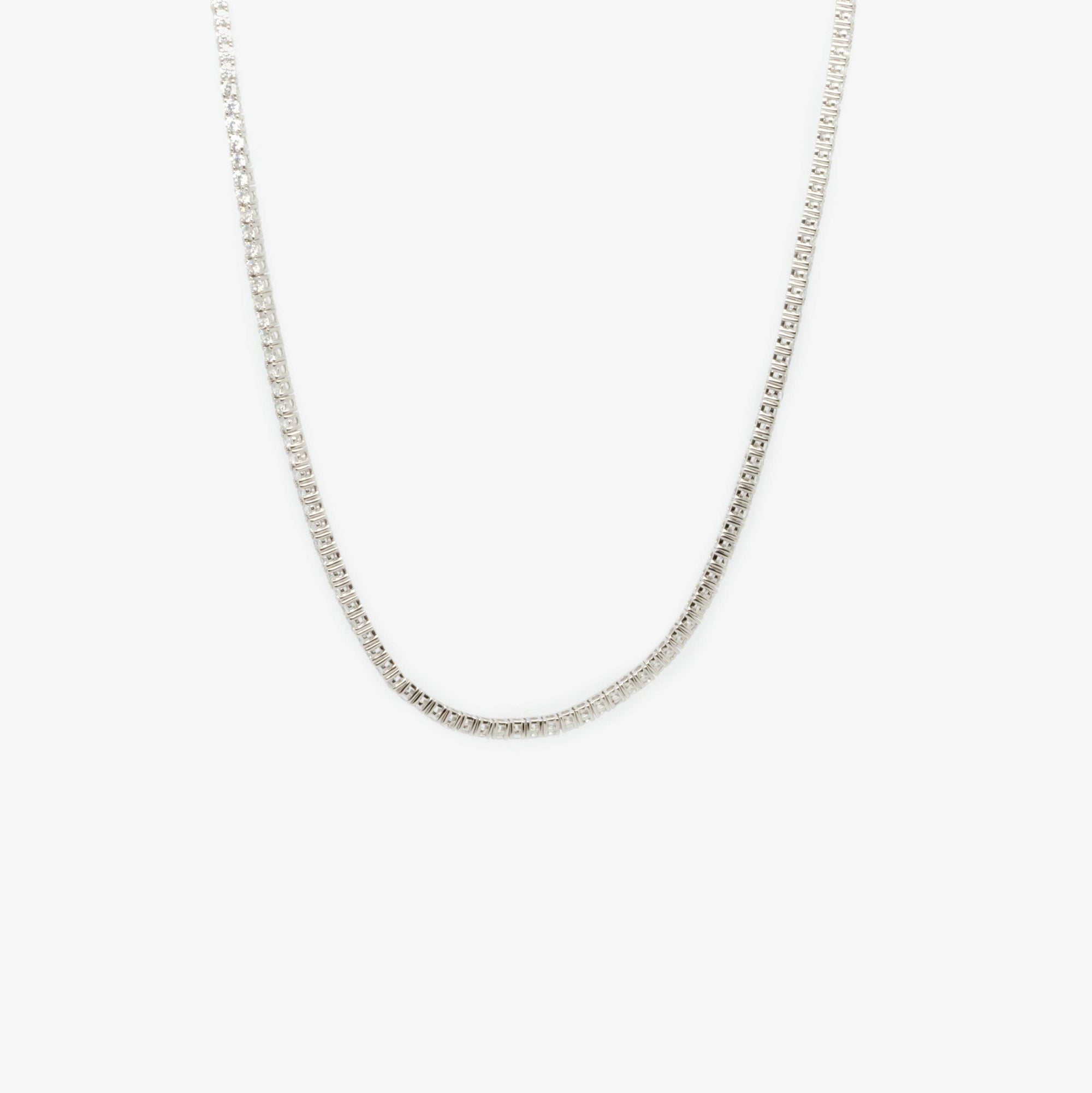 Silver Claw Set 0.2cm Round Cz Line Necklace - Jordans Jewellers