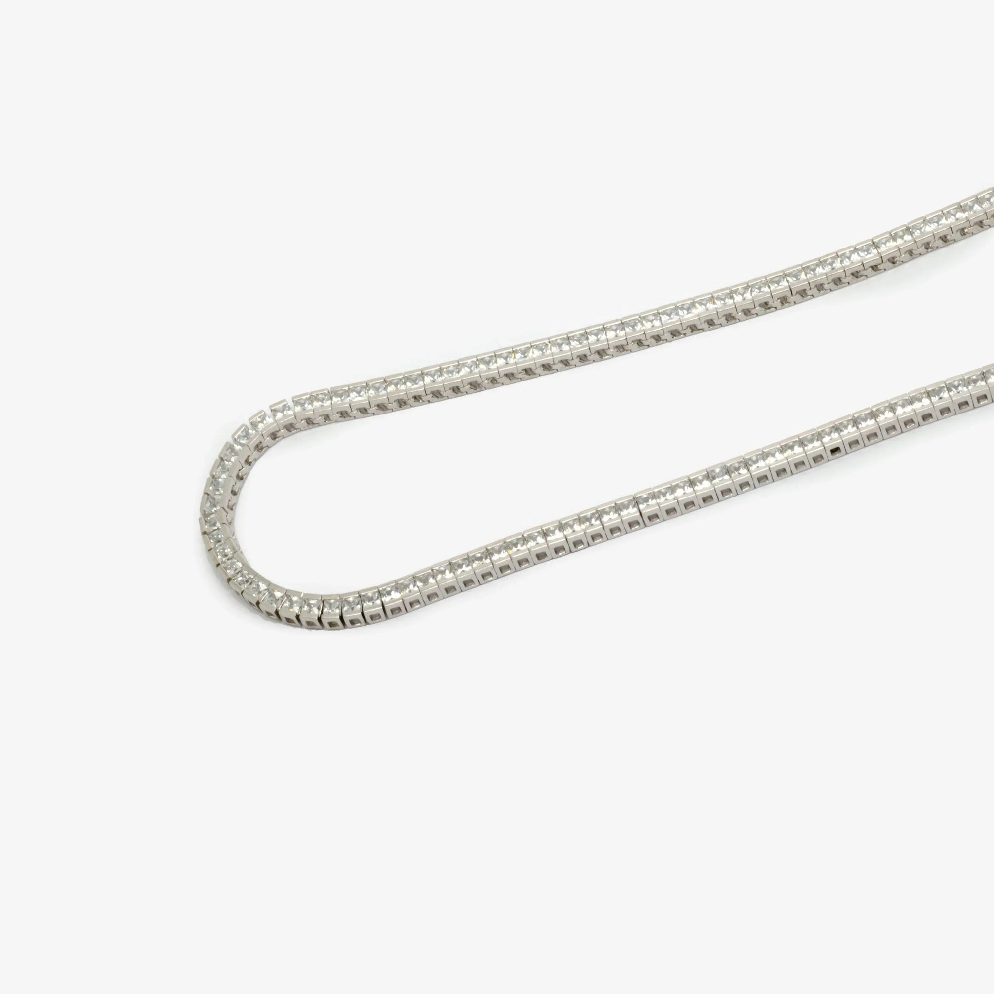 Silver End Set 0.3cm Square Cz Line Necklace - Jordans Jewellers