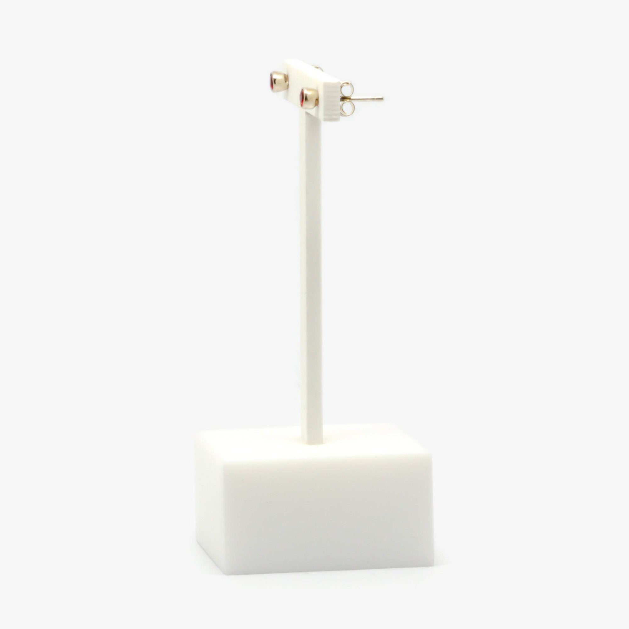 Silver Small Red Cubic Zirconia Stud Earrings - Jordans Jewellers