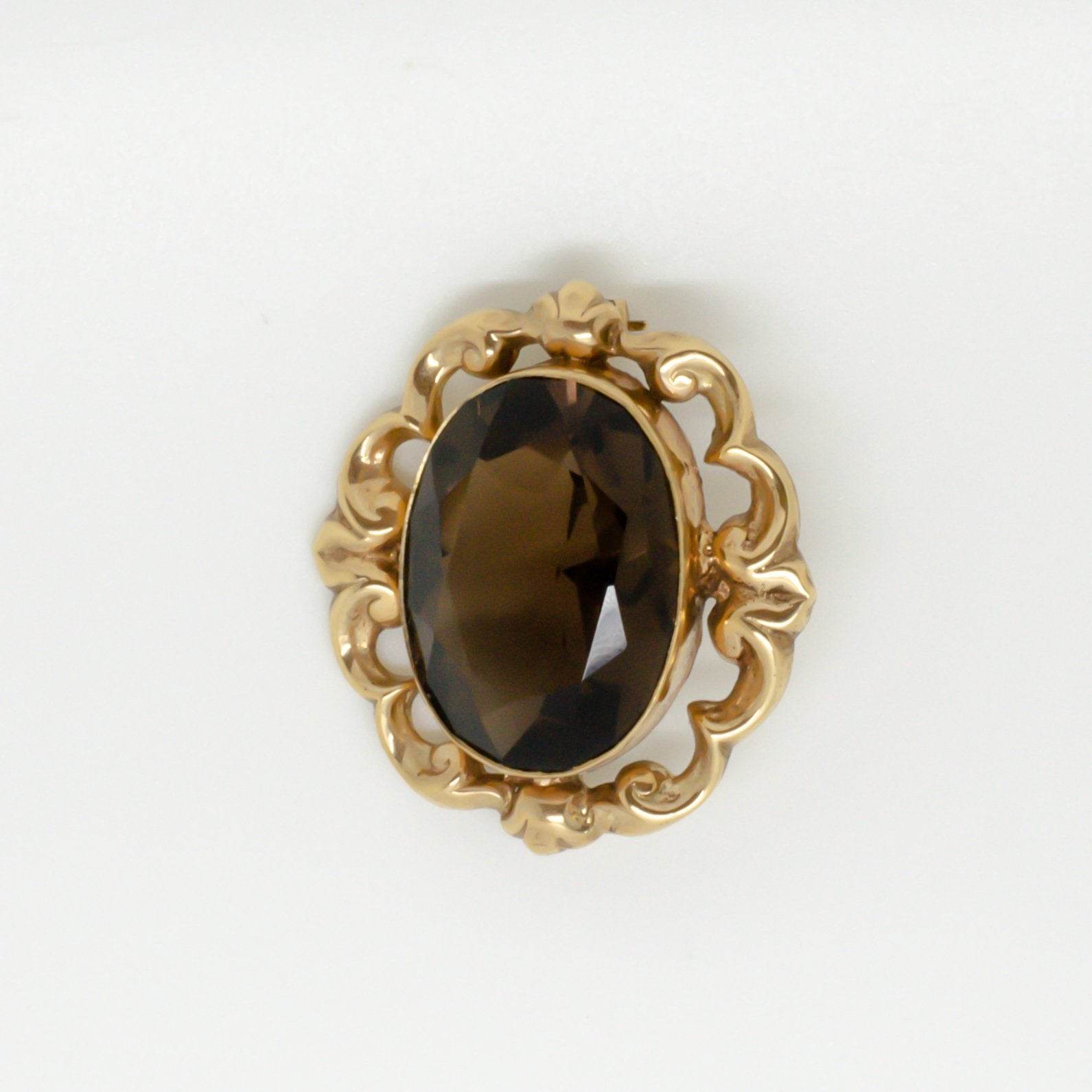 Antique Smokey Quartz Brooch - Jordans Jewellers