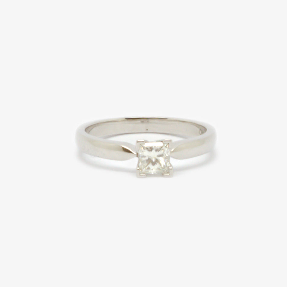 Jordans Jewellers platinum pre-owned square cut diamond solitaire ring