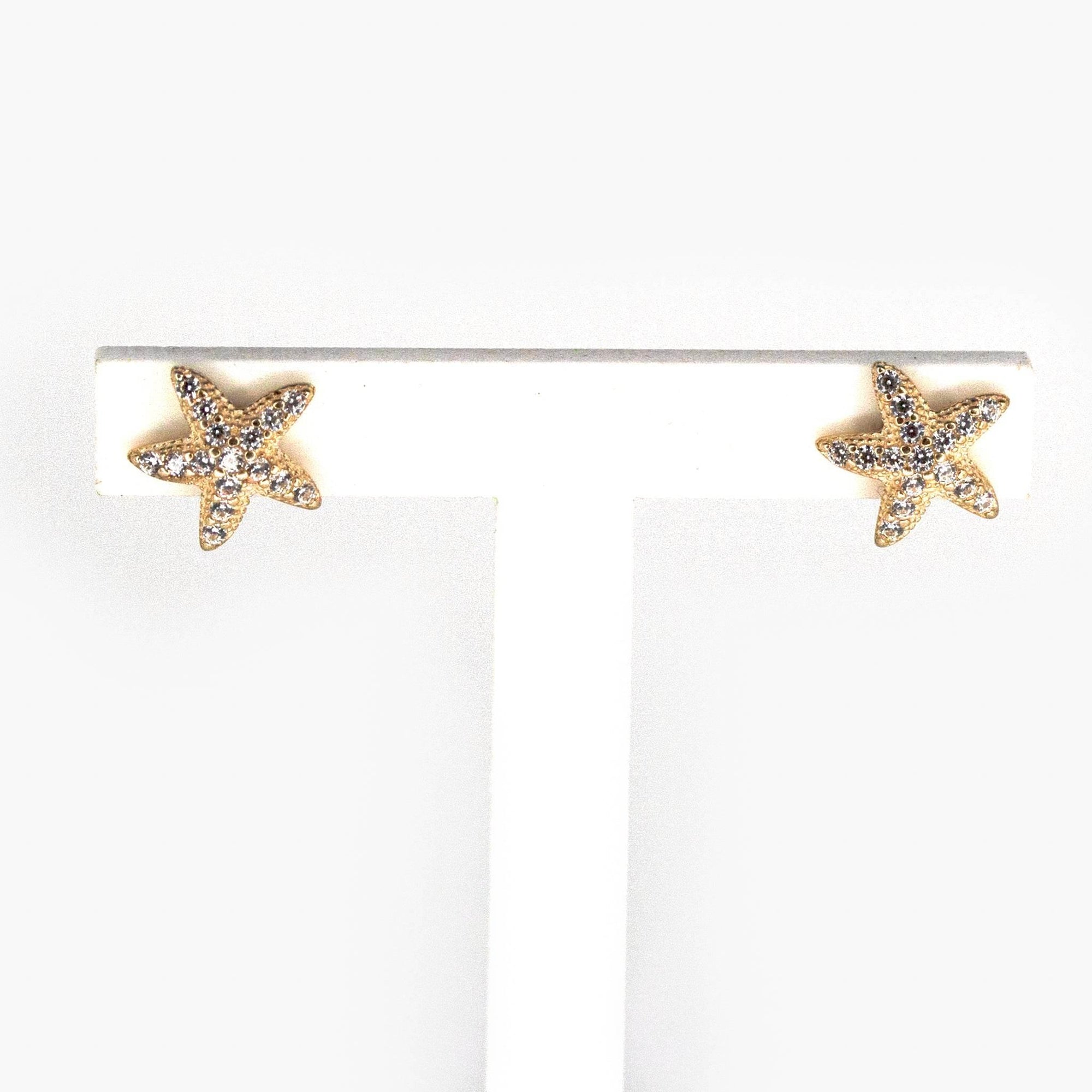 9 Carat Yellow Gold & Cubic Zirconia Starfish Stud Earrings - Jordans Jewellers
