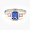 Octagon Tanzanite & Diamond Three Stone Ring