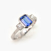 Octagon Tanzanite & Diamond Three Stone Ring