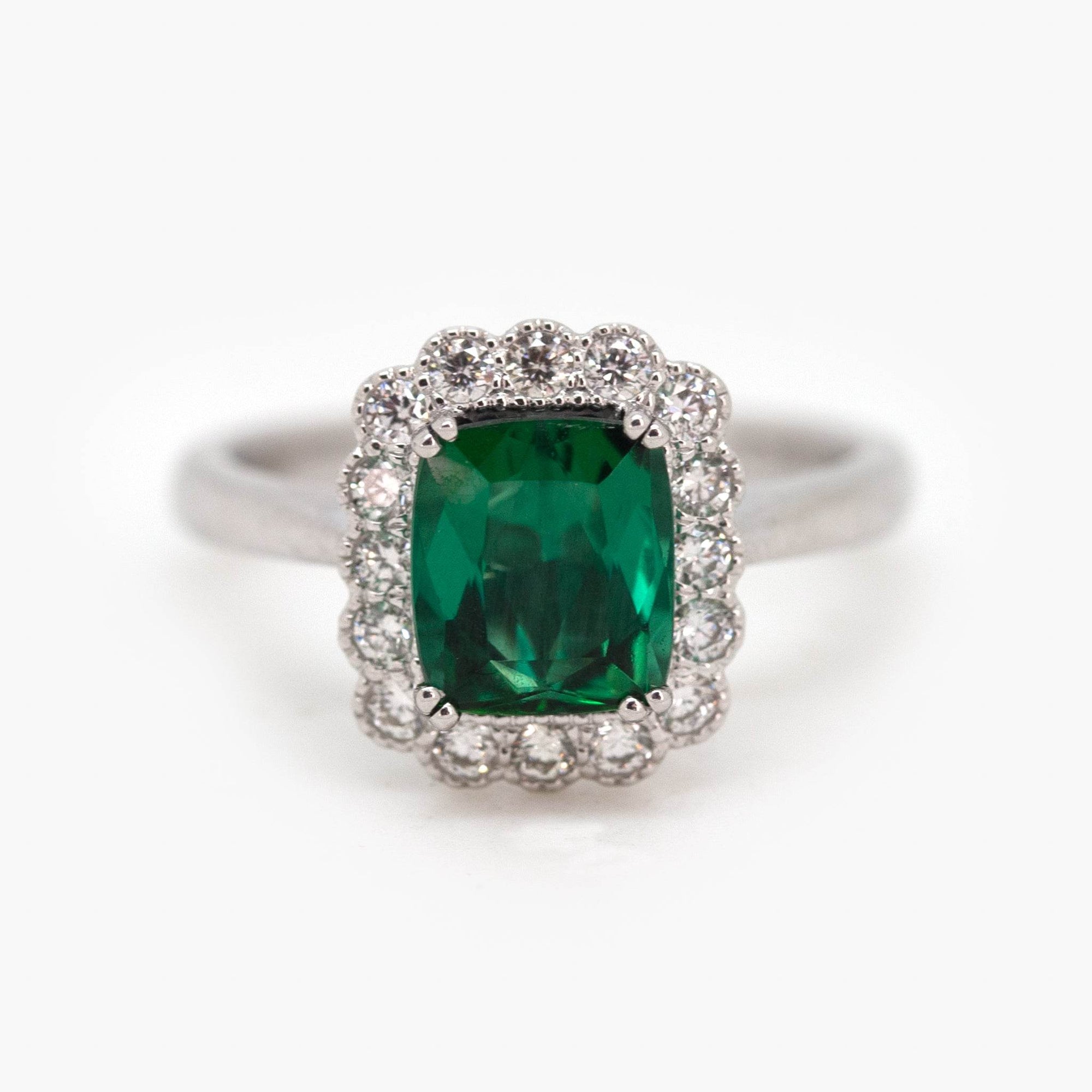 Octagon Teal Tourmaline & Diamond Halo Ring - Jordans Jewellers