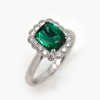 Octagon Teal Tourmaline & Diamond Halo Ring - Jordans Jewellers