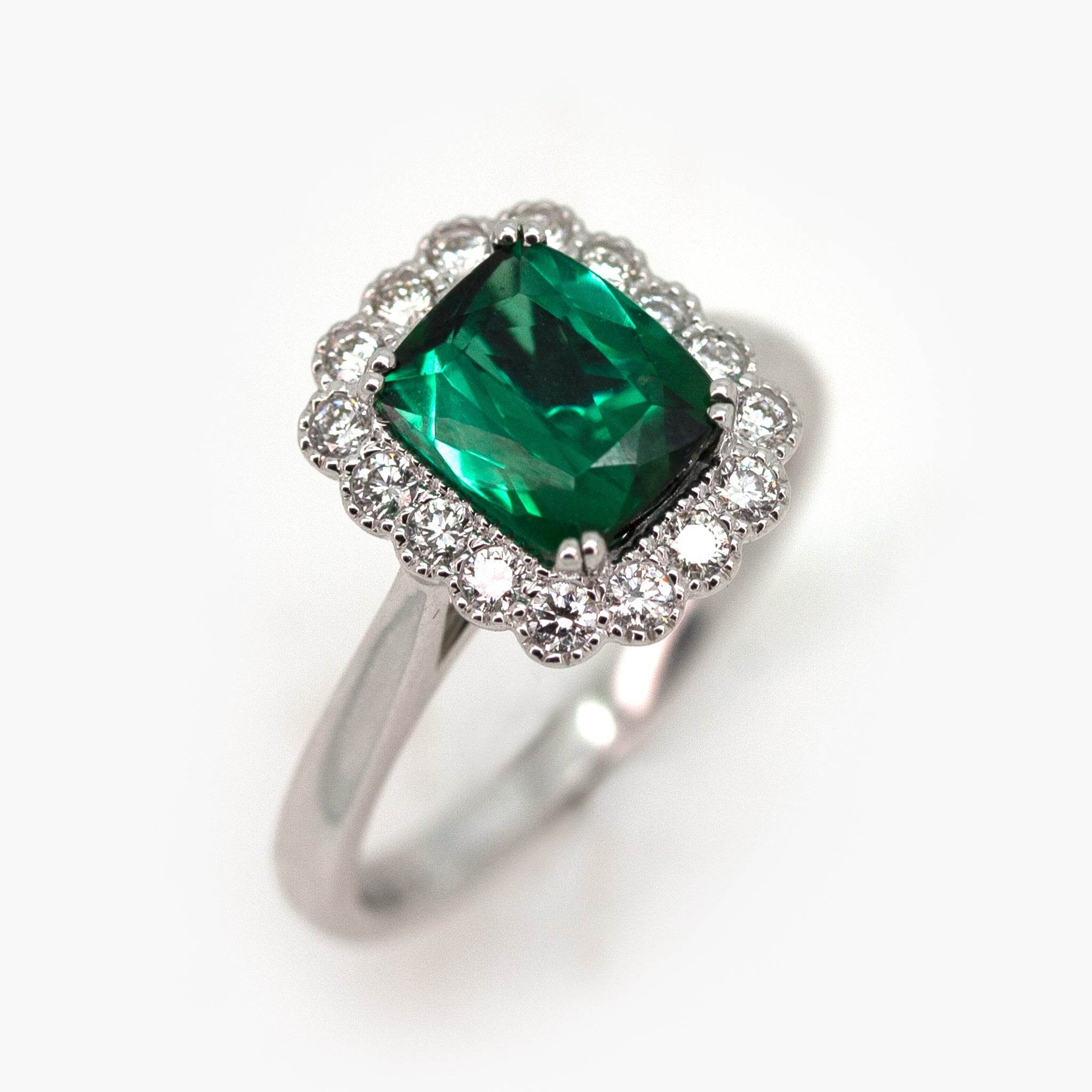 Octagon Teal Tourmaline & Diamond Halo Ring - Jordans Jewellers