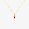 Jordans Jewellers 9ct yellow gold teardrop ruby and diamond pendant necklace