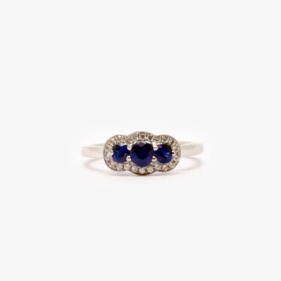 Three Stone Sapphire & Diamond Ring - Jordans Jewellers