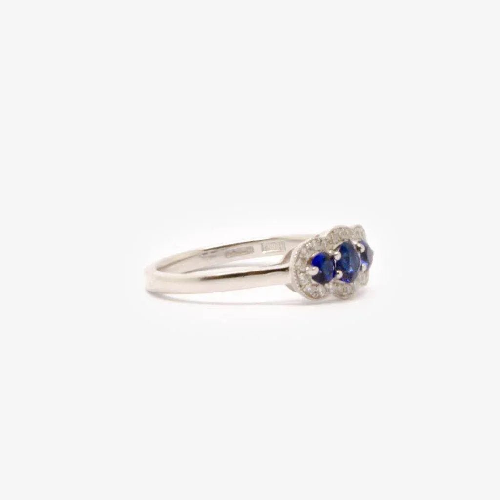 Three Stone Sapphire & Diamond Ring - Jordans Jewellers