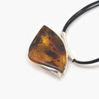 Five Strand Leather & Amber Pendant - Jordans Jewellers
