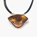 Five Strand Leather & Amber Pendant - Jordans Jewellers