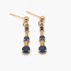 9 Carat Yellow Gold Triple Graduated Drop Blue Sapphire Earrings