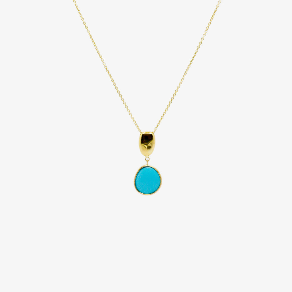 Jordans Jewellers 9ct yellow gold turquoise drop pendant necklace