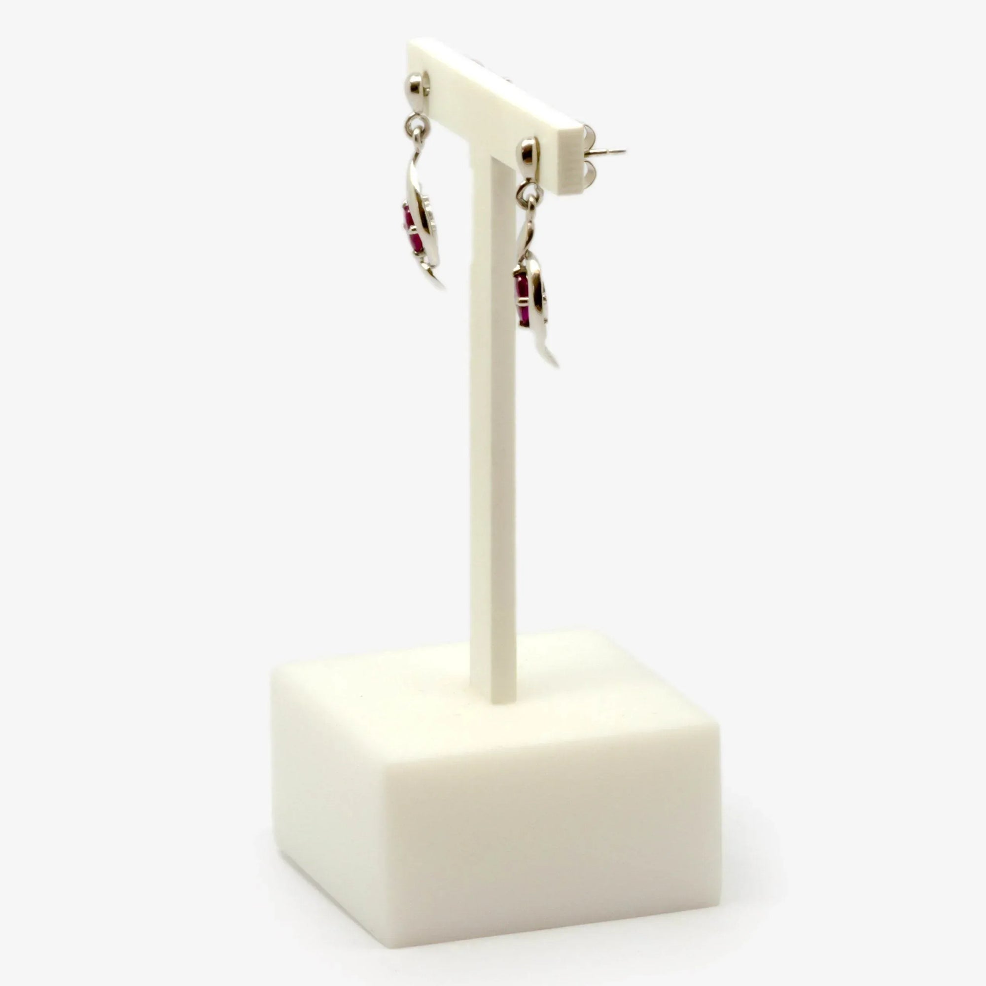 White Gold Ruby Drop Earrings - Jordans Jewellers